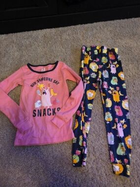 Place Pink Top and Navy Snack-Character Pajama Set